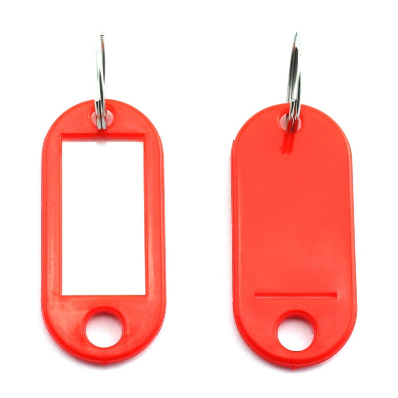 Lind Kitchen 40pcs Red Key Ring Label Tags Plastic Keys Holder and Identifier Name Number Address Information Label Card for Keys ID 5x2.2cm - Image 3